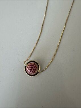 Pink Gemstone Silver Necklace with Pavé Pendant